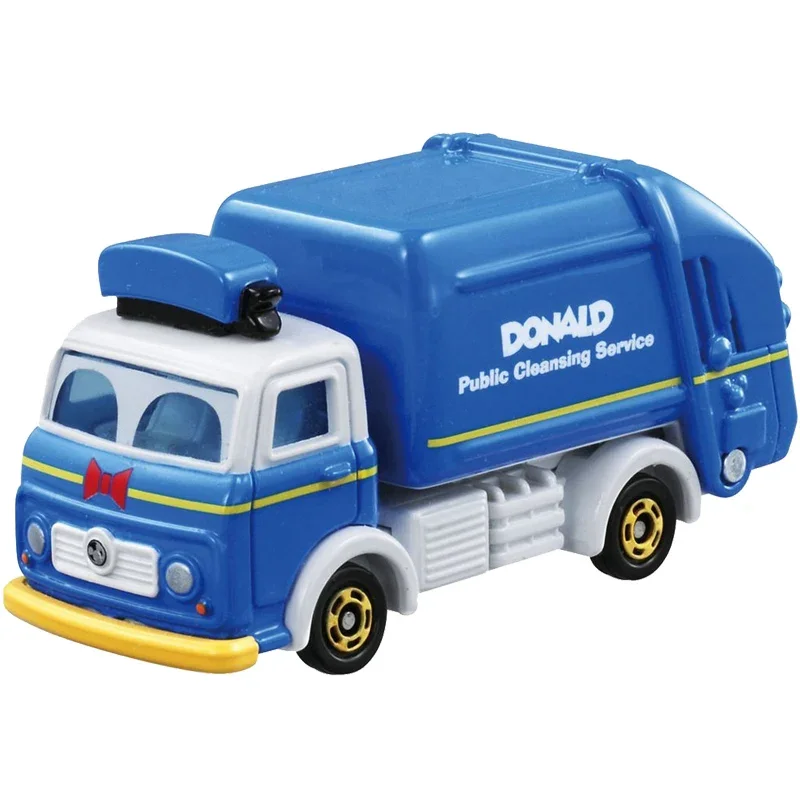 TAKARA TOMY Disney Donald Duck Skip garbage cleaning car diecast alloy model, children's collection pieces, gifts for friends.