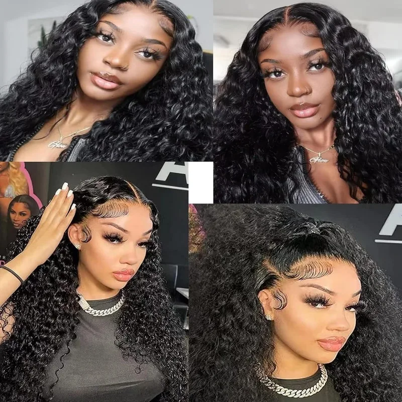 2 × 6 レース閉鎖ディープウェーブ 100% 人毛事前摘み取られた生え際ブラジルバージンヘアソフト透明レース閉鎖女性のための