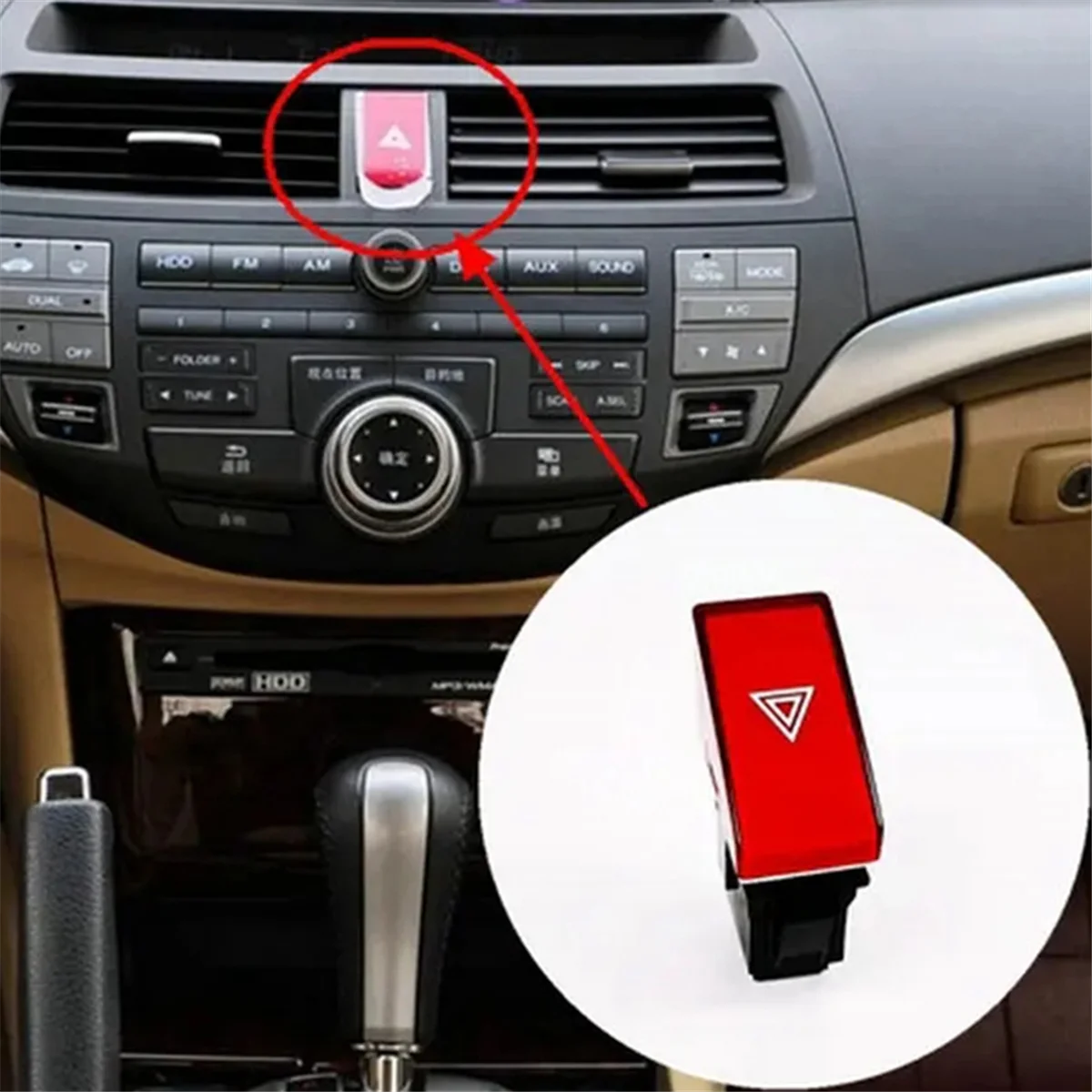 Spia per auto Doppio interruttore lampeggiante 35510-TA0-J02 per Honda Accord Crosstour 08-2013 Pulsante lampada emergenza malfunzionale—L49A