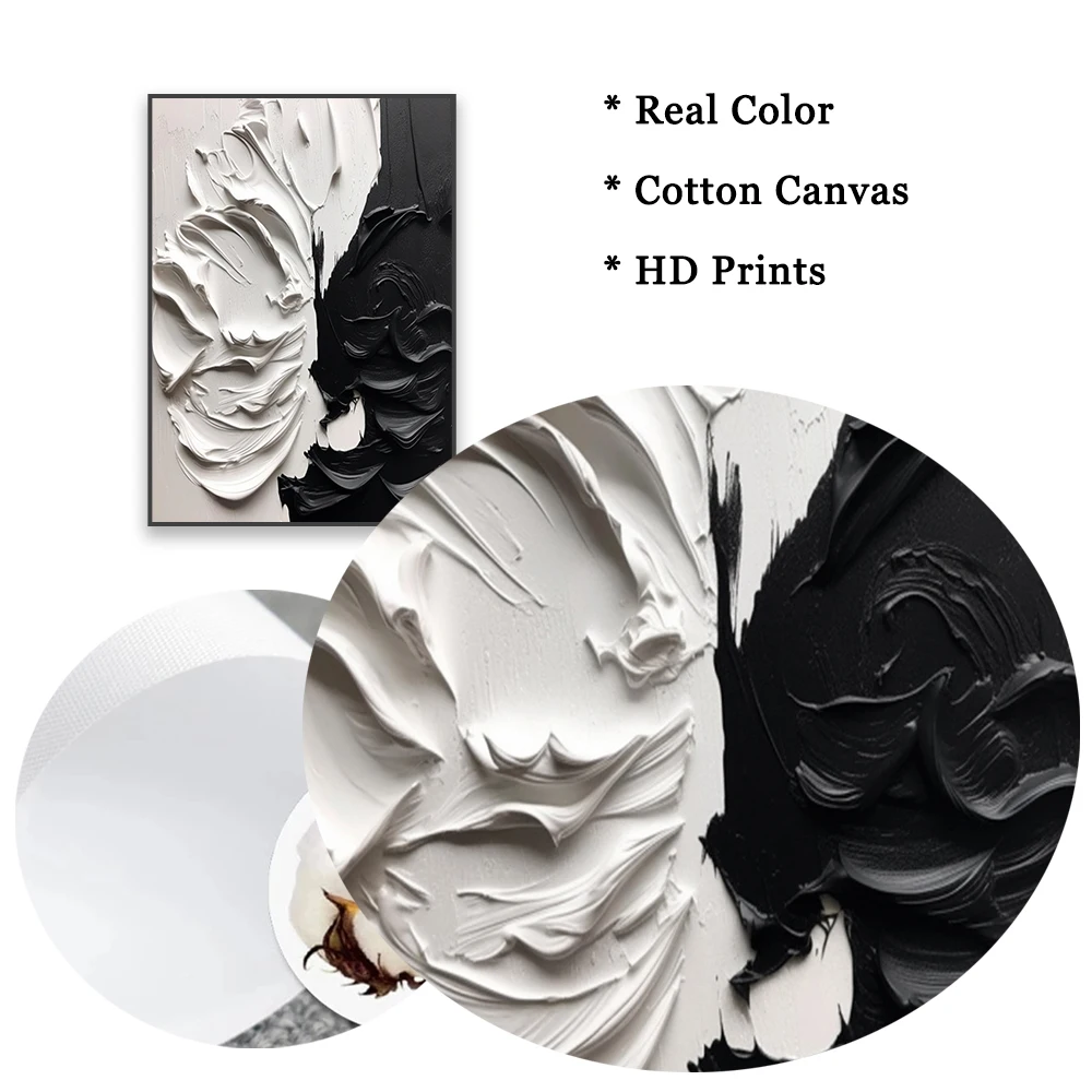 Large Black and White Abstract Poster Abstract Texture Prints Canvas Painting Modern Bedroom Canvas Painting Home Room Decor