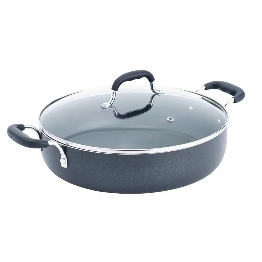 

B36282 Nonstick Deep Covered Everyday Pan with Ergonomic StayCool Handles Cookware, 12Inch, Black