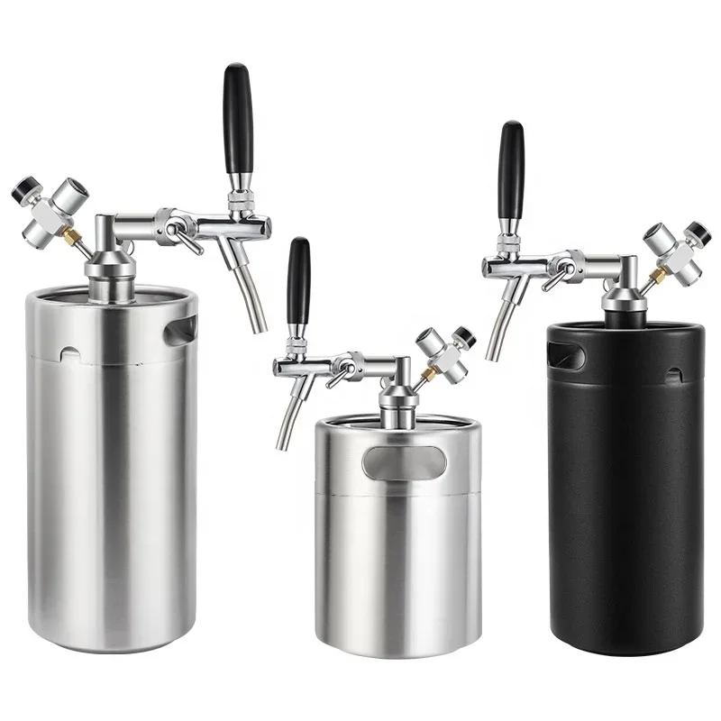 Mini Beer Growler Keg Dispenser and Tap with Co2 Regulator Charge Kit