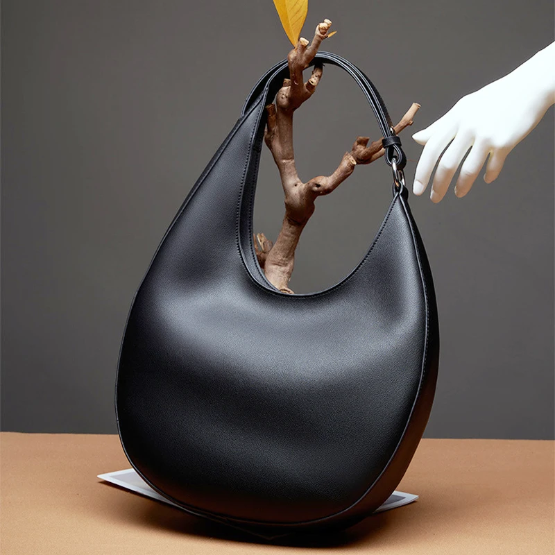 

Женская сумка из натуральной кожи, сумка через плечо в форме полумесяца, мягкая сумка из воловьей кожи, роскошный дизайн, простая сумка, модная трендовая сумка 2025 года