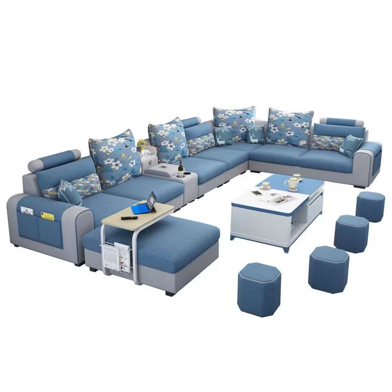 

Deluxe multifunctional U-shaped sofa set Fabric corner sofa Multi-seat removable and washable