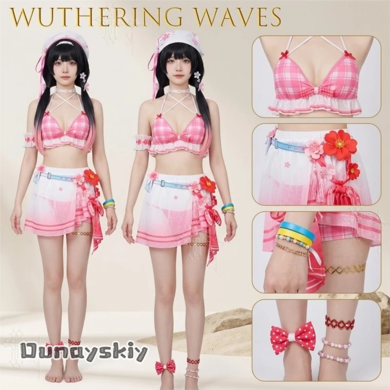 Anime Wuthering Waves Chisa Cosplay Costume Outfit Swimsuit Role Play Uniform Comic Con Prop Women Halloween Carnival  Cosplay