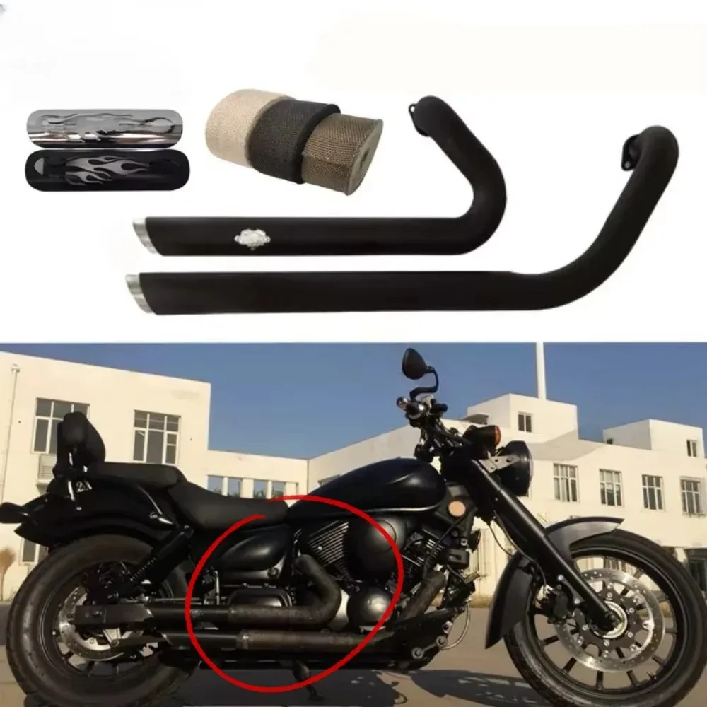 For Lifan V16 Modified Retro VH Style Exhaust Pipe Muffler Deep Bass Horseshoe Sound DB Killer Accesorios Moto Escape Moto