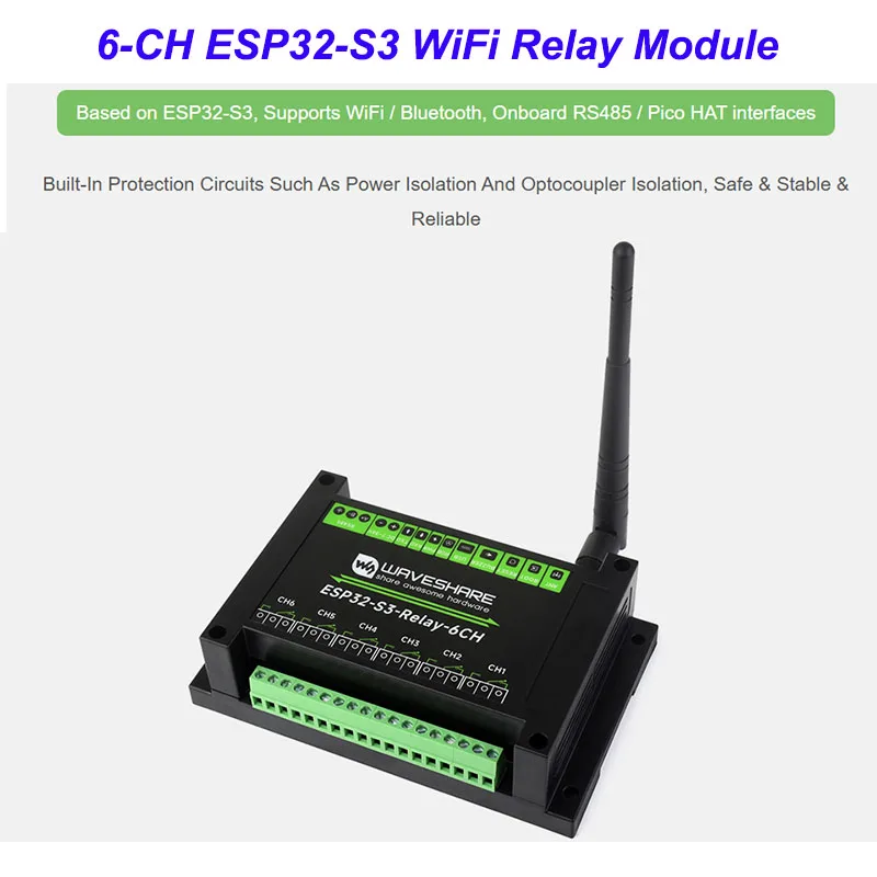 waveshare-industrial-6-ch-esp32-s3-wifi-relay-modulesupports-wifi-ble-rs485-arduino-idemicropython-develop-onboard-rs485-pico