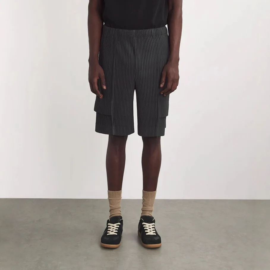 Men's Casual Tooling Shorts 2025 Fashion Simple High Elastic Pleated Pants Versatile Sports Mountaineering Pants Men's Tide