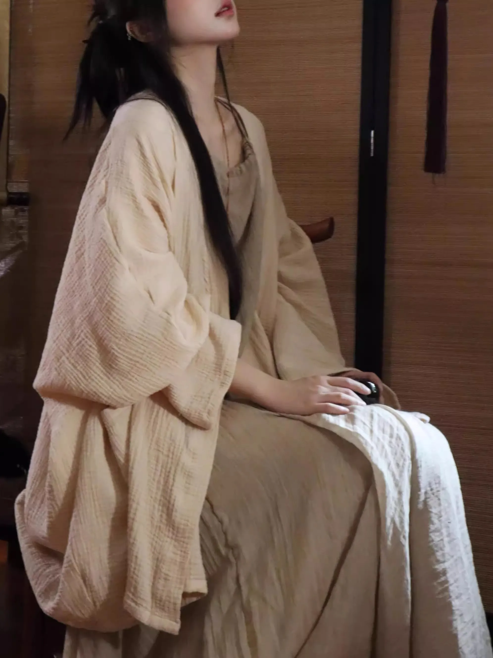 

Женский комплект из хлопкового льна, весенний сезонный модный реформированный кардиган Hanfu для взрослых, дзен-буддийский Sle, одежда небольшого размера