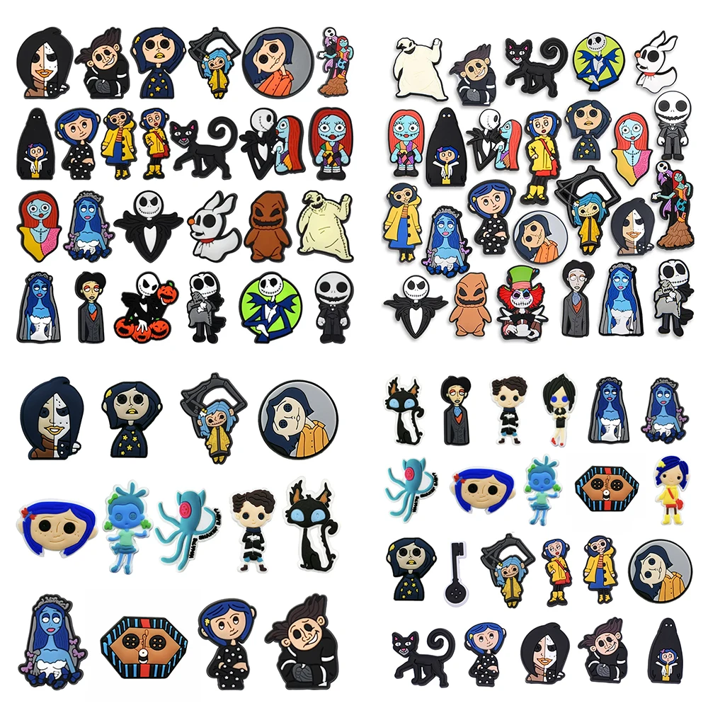 13-25Pcs Animation Movie Coraline The Secret Door Shoe Charms Cartoon Clog Sandals Shoes Decorate Aceessories Buckle Kids Gifts