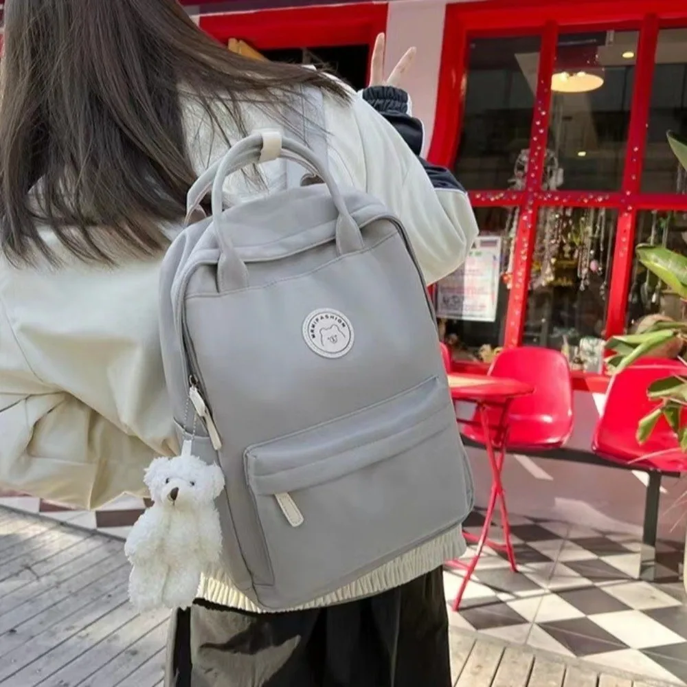 solid-large-capacity-student-backpack-nylon-multi-pocket-academy-girl's-school-bag-multiple-colors-spacious