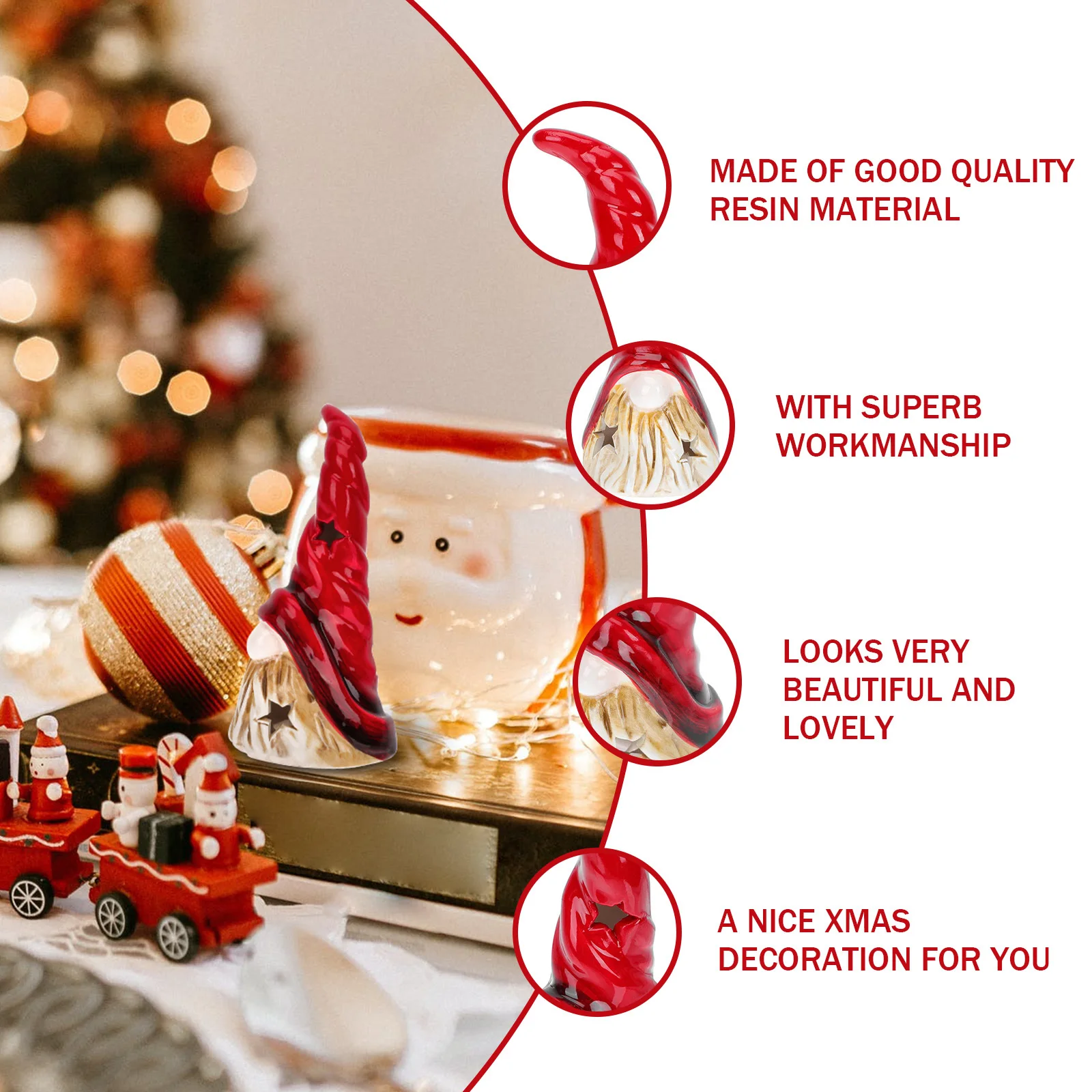 

1Pcs Ceramic Small Ornament Retro Christmas Luminous Decor for Desktop Tabletop Holiday Party Home Decoration Xmas Craft