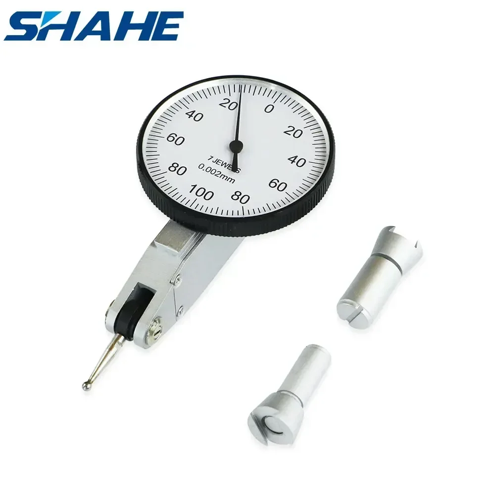 Shahe Dial Test Indicator 0-0.2mm 0.002 mm Analog Lever Dial Gauge Metric Dovetail Rails Dial Test Indicator Measuring Tools