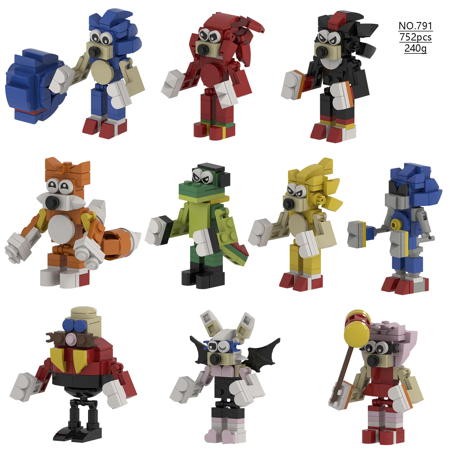 2025 New Hot Animated Character Sonices Model Building Blocks Horror Sinful Hed Action Figure Assembling Bricks Toy Fans Gift