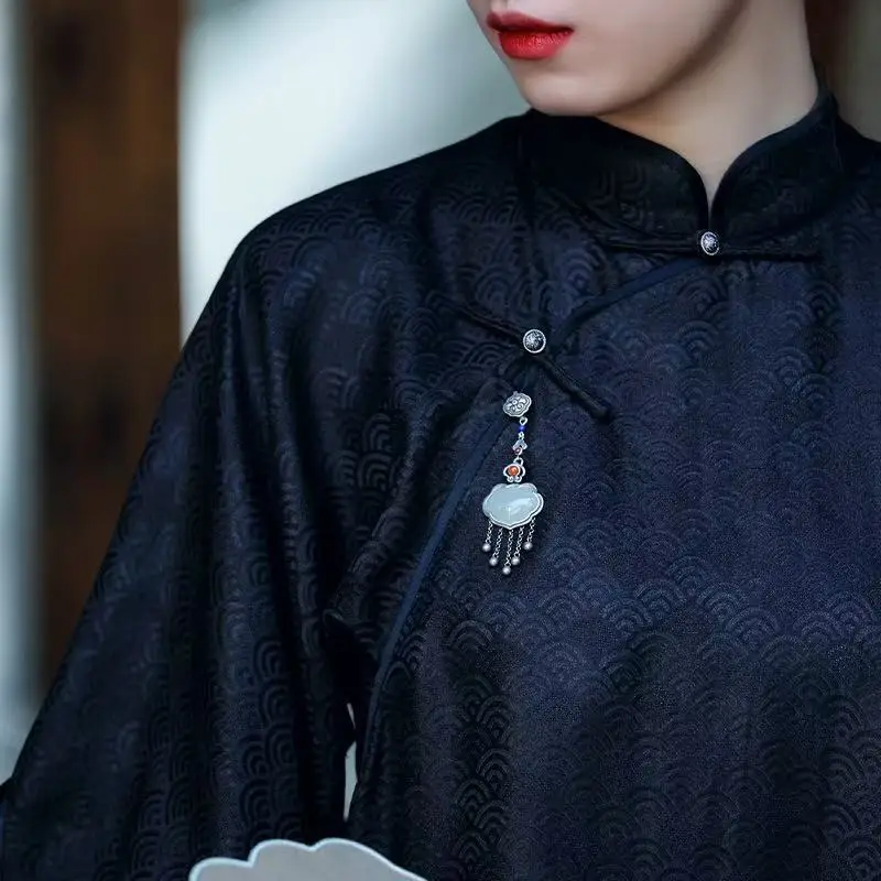 Satisfying And Detachable Chinese-Style Brooch With Tassels For Women Vintage Qipao Pendant Stylish Slanting-Collar Accessory