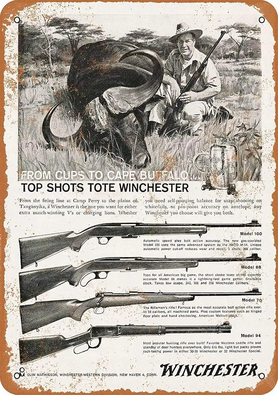 Metal Sign - 1960 Wter Rifles - Retro Wall Decor Home Decor