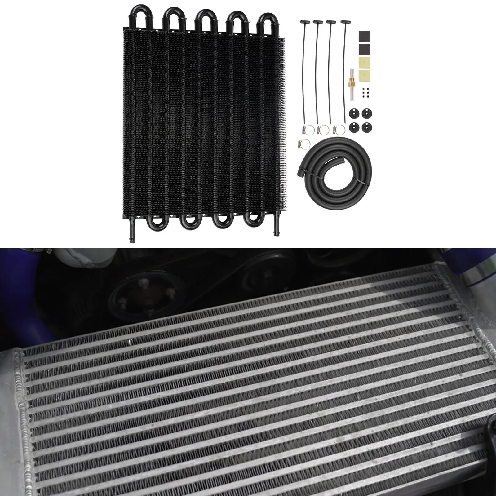 

Transmission Oil Cooler Kit Easy Installation 10 Pass Cool Tube and Fin Design for Tow Vehicles Classic Engines Trucks Cars