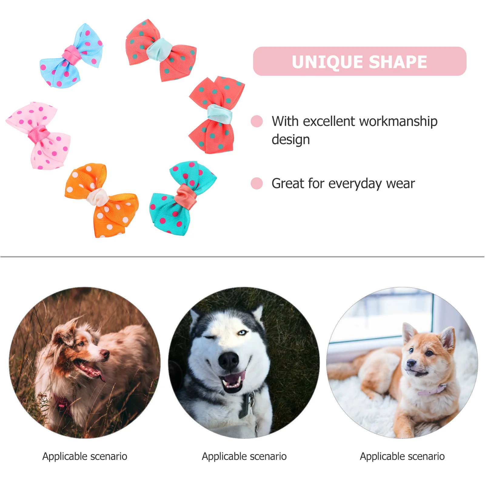 

6pcs Pet Hair Clips Bowknot Barrettes Bobby Pins for Dots Long Hair Dog Puppy Accessories Stylish Daily Wear Pet Supplies