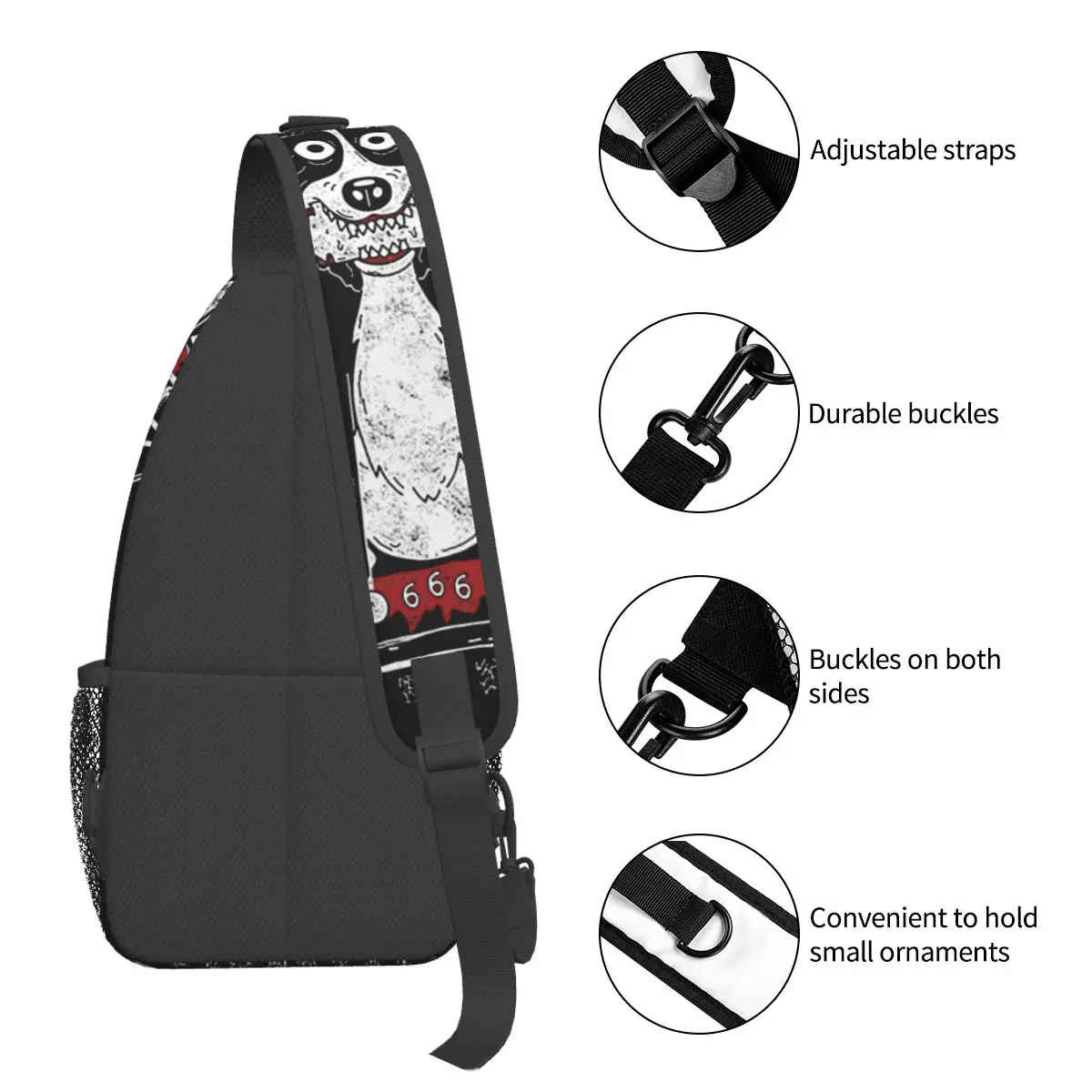 Mr Pickles Tv Crossbody Sling Bag Small Chest Bag Adult Dog Evil Satan Shoulder Backpack Daypack Hiking Outdoor Travel Satchel