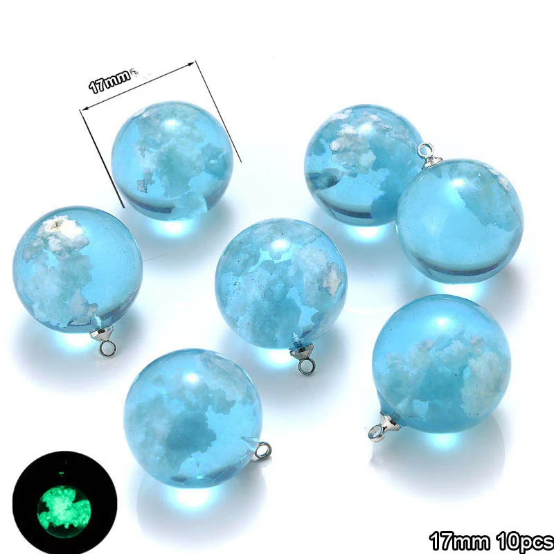 10Pcs Chic Transparent Acrylic Resin Round Ball Pendant Blue Sky Cloud Bird Eagle Charms for Jewelry Making Necklace Accessories