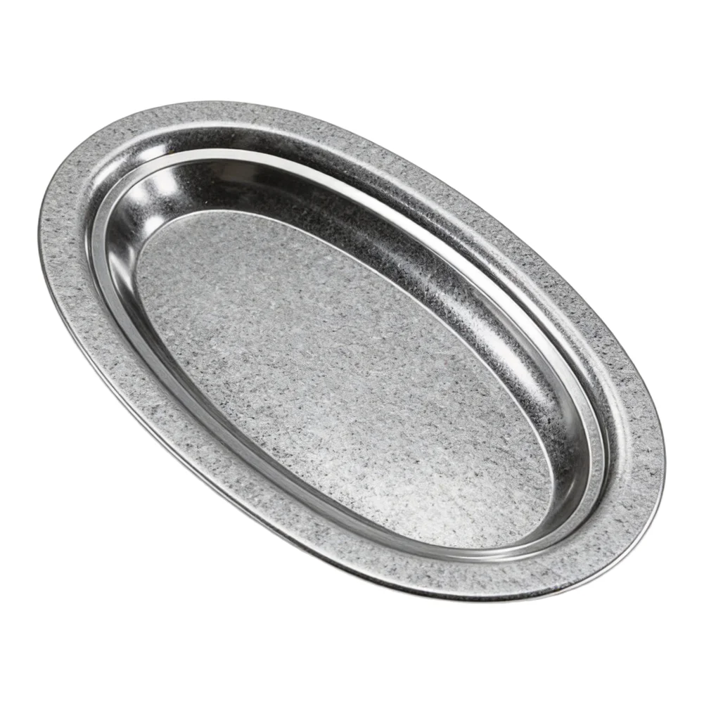 Heavy duty commercial oval grill plate stainless steel for serving and grilling steaks fish retro snowflake gray finish