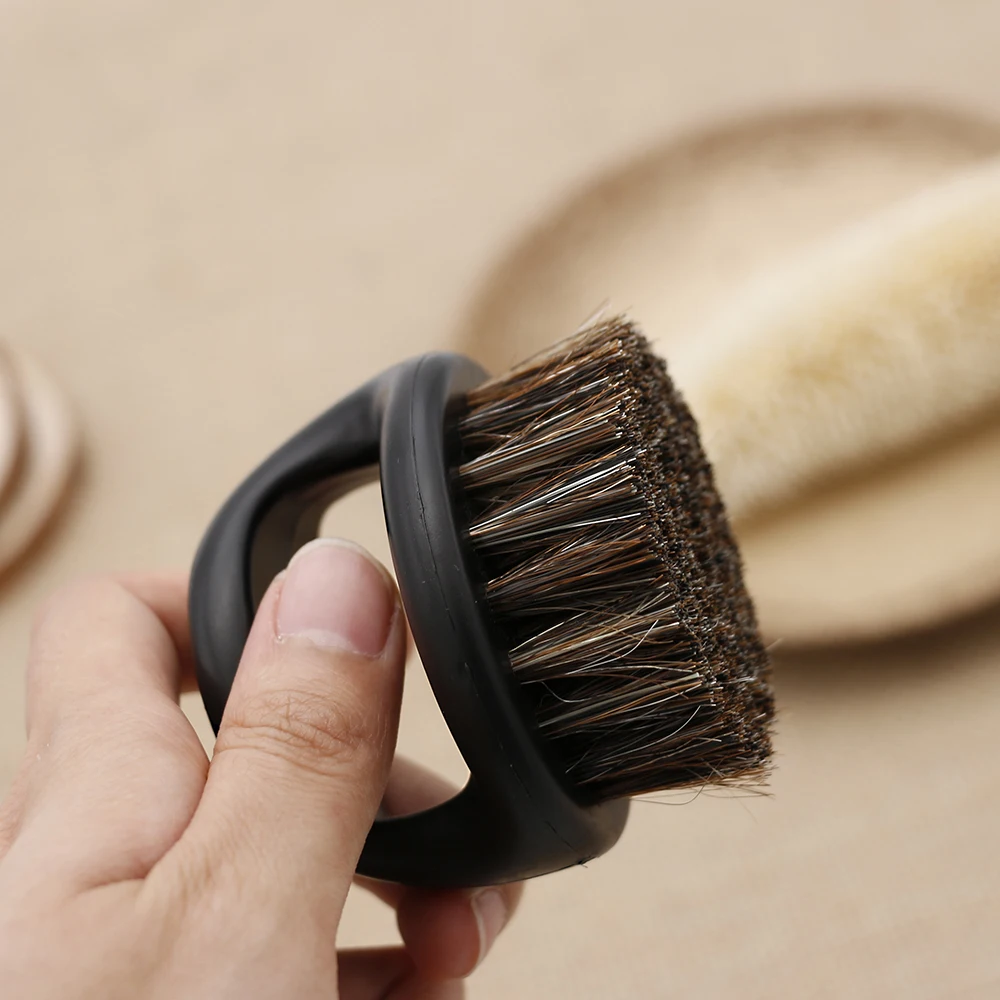 1 Pcs Boar Bristle Men\'s Shaving Brush Portable Barber Ring Beard Brush For Facial Beard Cleaning Mustache Tools Beard Brush