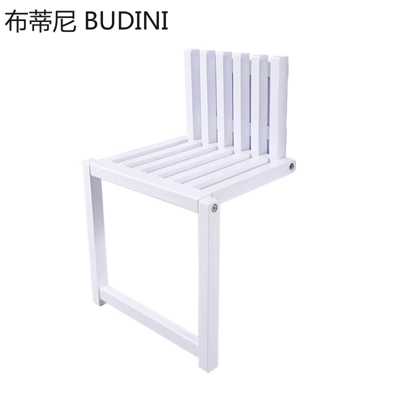 Wall Mounted Folding Chair Solid Wood Porch Chair Door Shoe Cabinet Hidden Footstool Folding Bathroom Balcony Living Stool