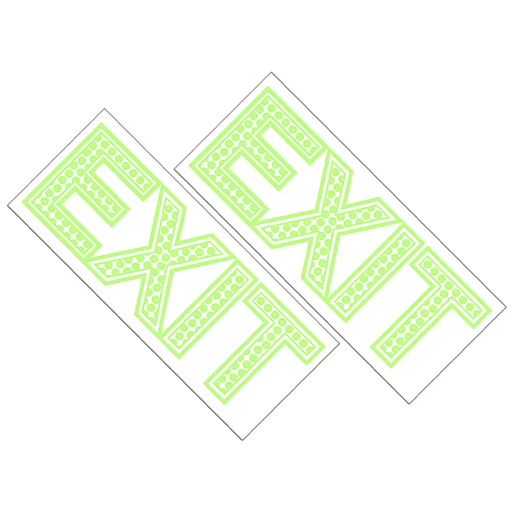 

2 Sheets Exit Stickers Adhesive Emergency Exit Sign Glow in The Dark Pet Material Durable Wall Decals for Smooth Surfaces Glass