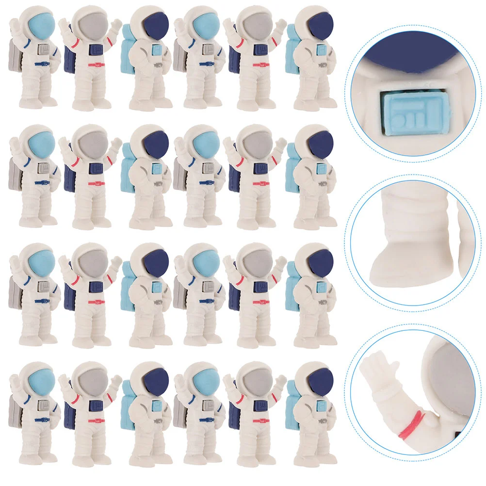 24 Pcs Astronauts Correction Rub Kids Erasers Small Adorable Cartoon Shape Child Bulk Lovely