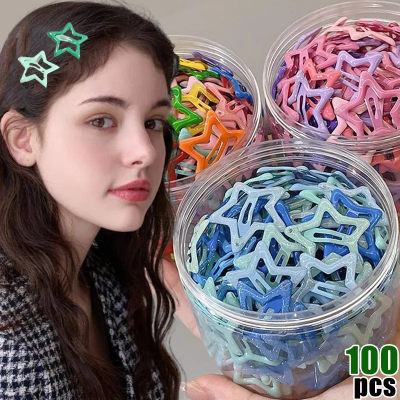 

Y2K Dopamine Colorful Pentagram Hair Pins Korean Sweet Star Hair Clips Cool Cute Versatile Clips for Girls Hair Accessories