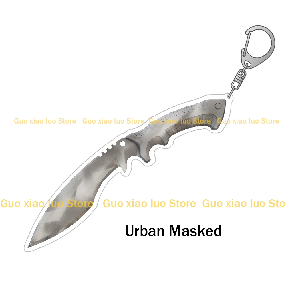 Guo Xiao Luo CS2 GO Game weapon Kukri Knife Skins Blue Steel Safari Mesh Scorched Crimson Web Acrylic keychain Bag pendant gift