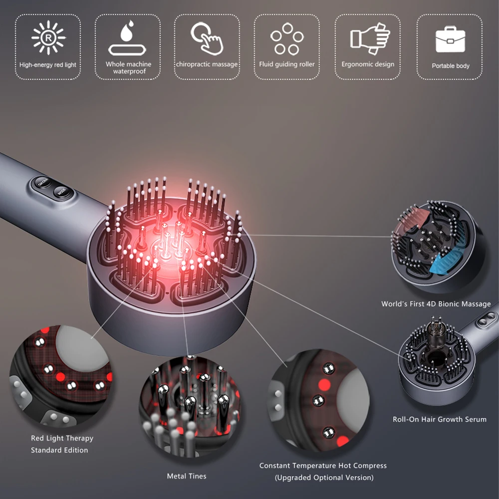 OEM Scalp Massager Comb Electric Head Massage Brush Hair Growth Oil Applicator Comb