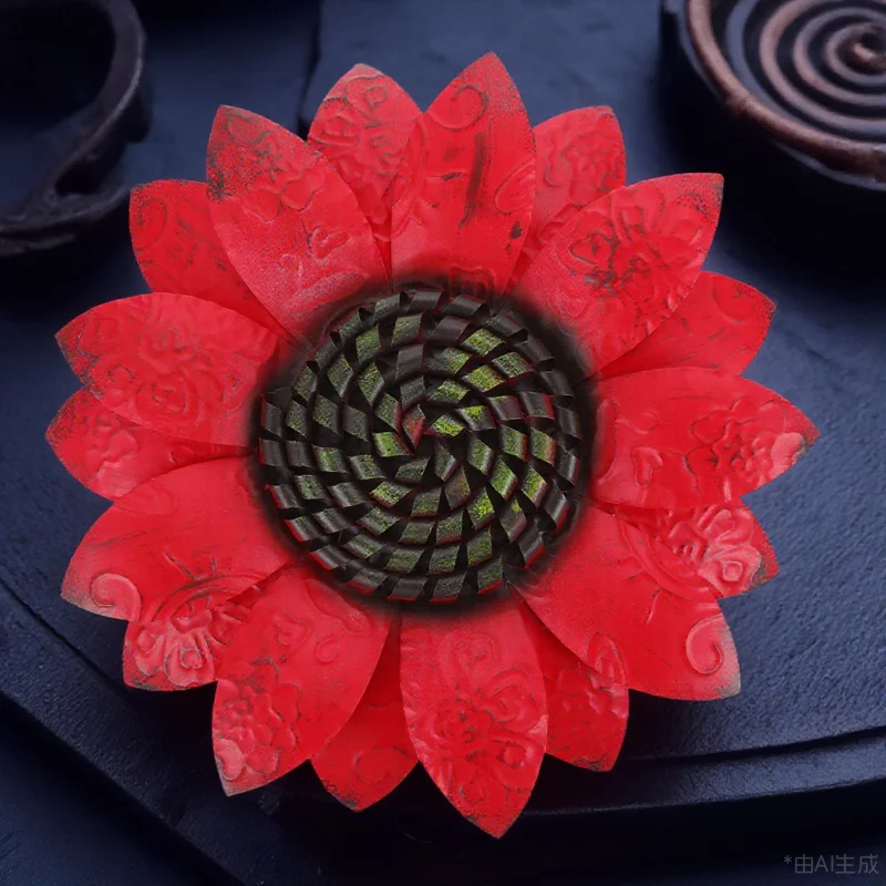 

1Pcs Red Iron Flower Wall Decor Imitation Flower Pendant Decorative Metal Floral Ornament Home Wall Adornment Home Ornament