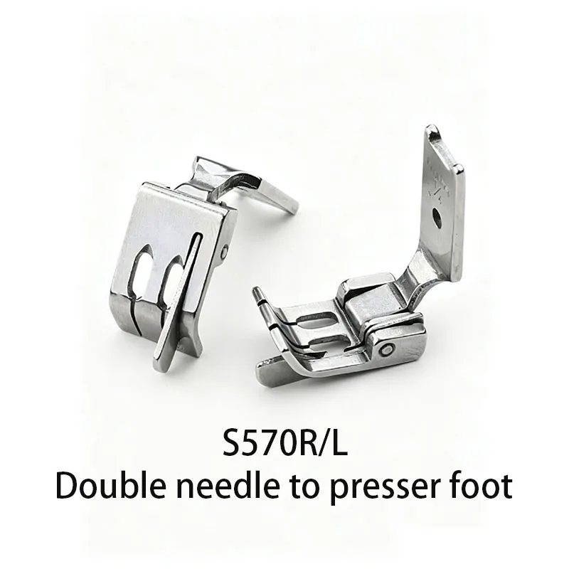 S570R S570L Double Needle Edge Guide Presser Foot 0.1/0.2 Left/Right Stop Presser Foot for Industrial Sewing Machine Brother