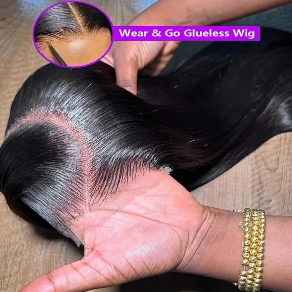 Glueless Wigs Human Hair Pre Plucked Pre Cut 4x4 Hd Lace Closure Wigs 34 Inch Straight Human Hair Wig For Women 250 Density Wear And Go Glueless Wigs For Beginner image 2