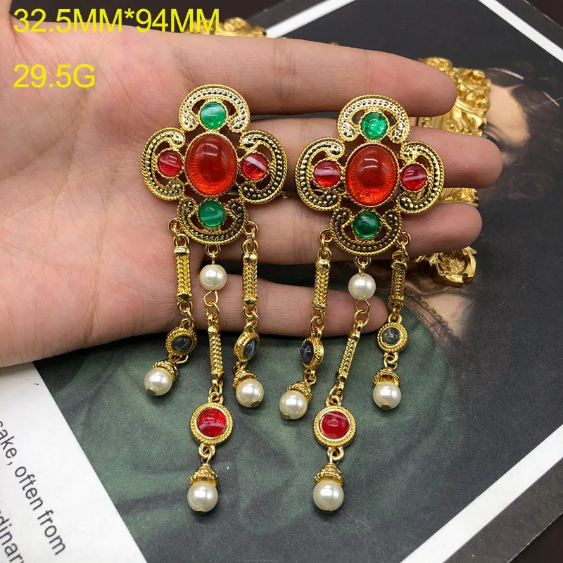Vintage courtly multilayer pearl necklace High quality Hepburn style colored glass gem choker women\'s wedding banquet jewelry