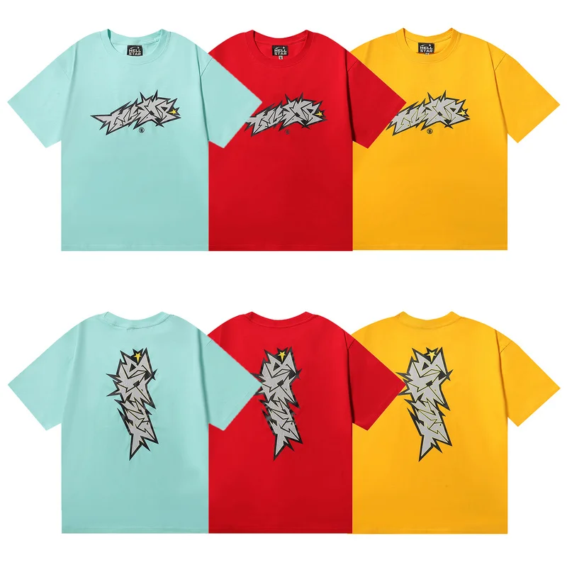 

Faionable High Street Hip Hop Tee irt Summer Loose Pure Cotton Printed ort Sve T-irt Youth Culture Casual Wear