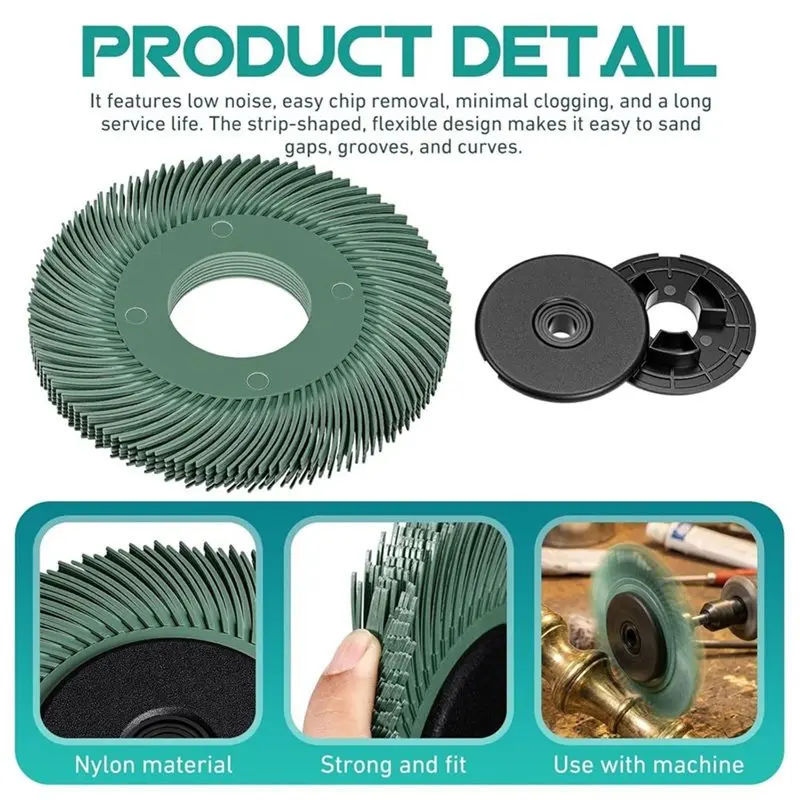 ABVC Nylon Bristle Disc 6 Inch 50 Radial Brushes Green For Metal Polishing& Rust Removal