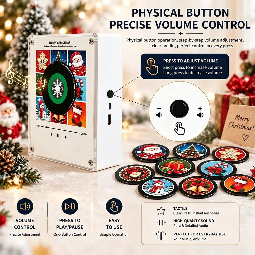 Retro Vinyl Record Refrigerator Magnet Christmas NFC Music Creative Gift Music Player 9 CDs Magnetic Decoration view 5
