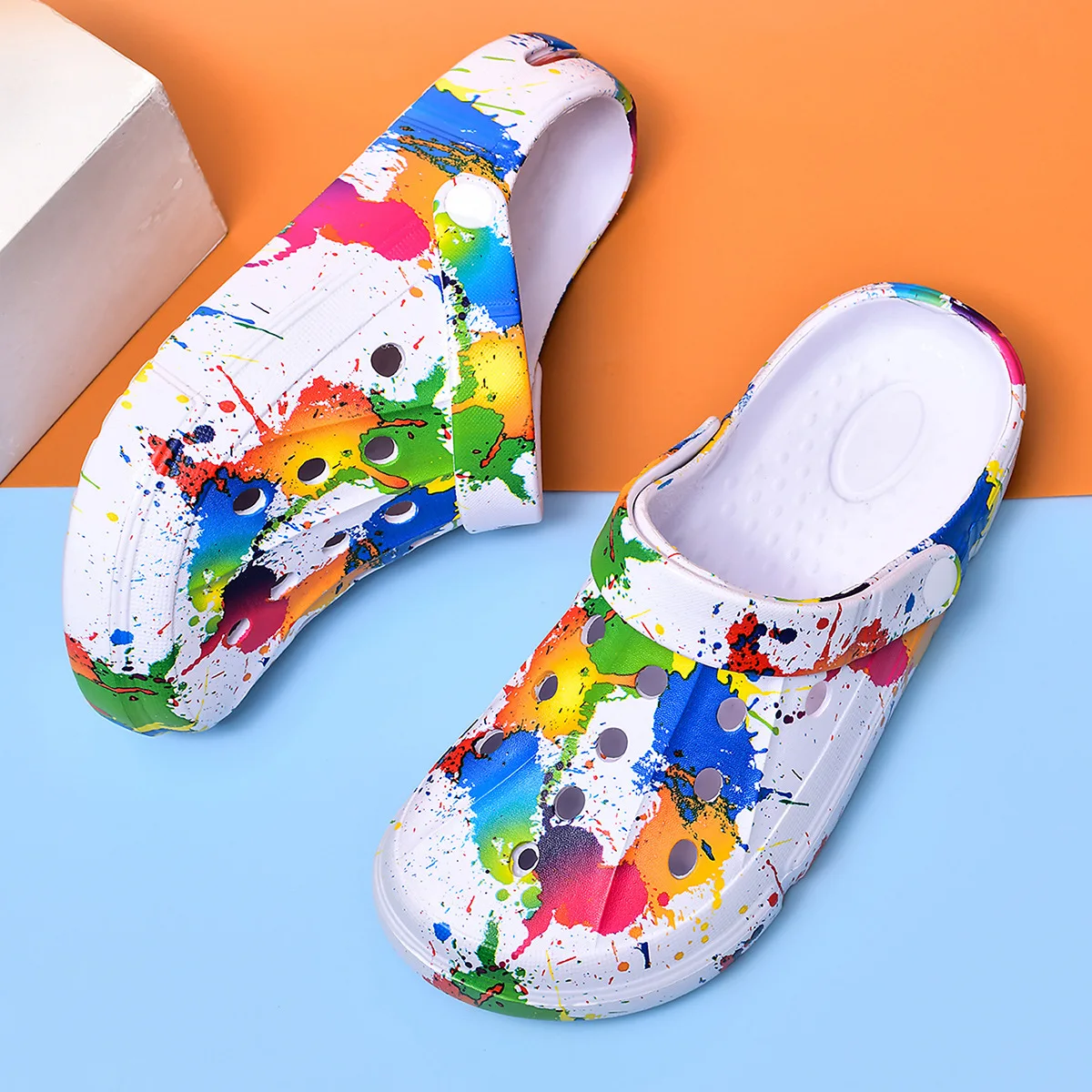 2026 Couple Style Men's and Women's Clogs Sandals Slippers Inkjet Pattern Air Cushion Breathable Beach Sandals for Outdoor