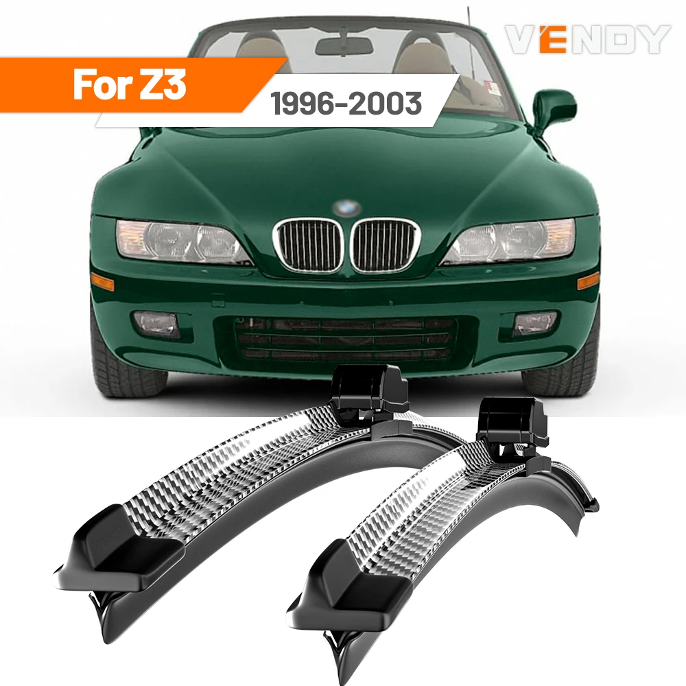 

For BMW Z3 1996-2003 1997 1998 1999 2000 2001 2002 2pcs Front Windshield Wiper Blades Windscreen Wipers Carbon Fibre & Black
