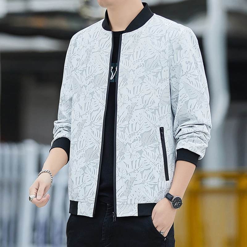 2026 Autumn Men's Round-neck Jacket Fashion Casual Sports Coat Trendy and Versatile