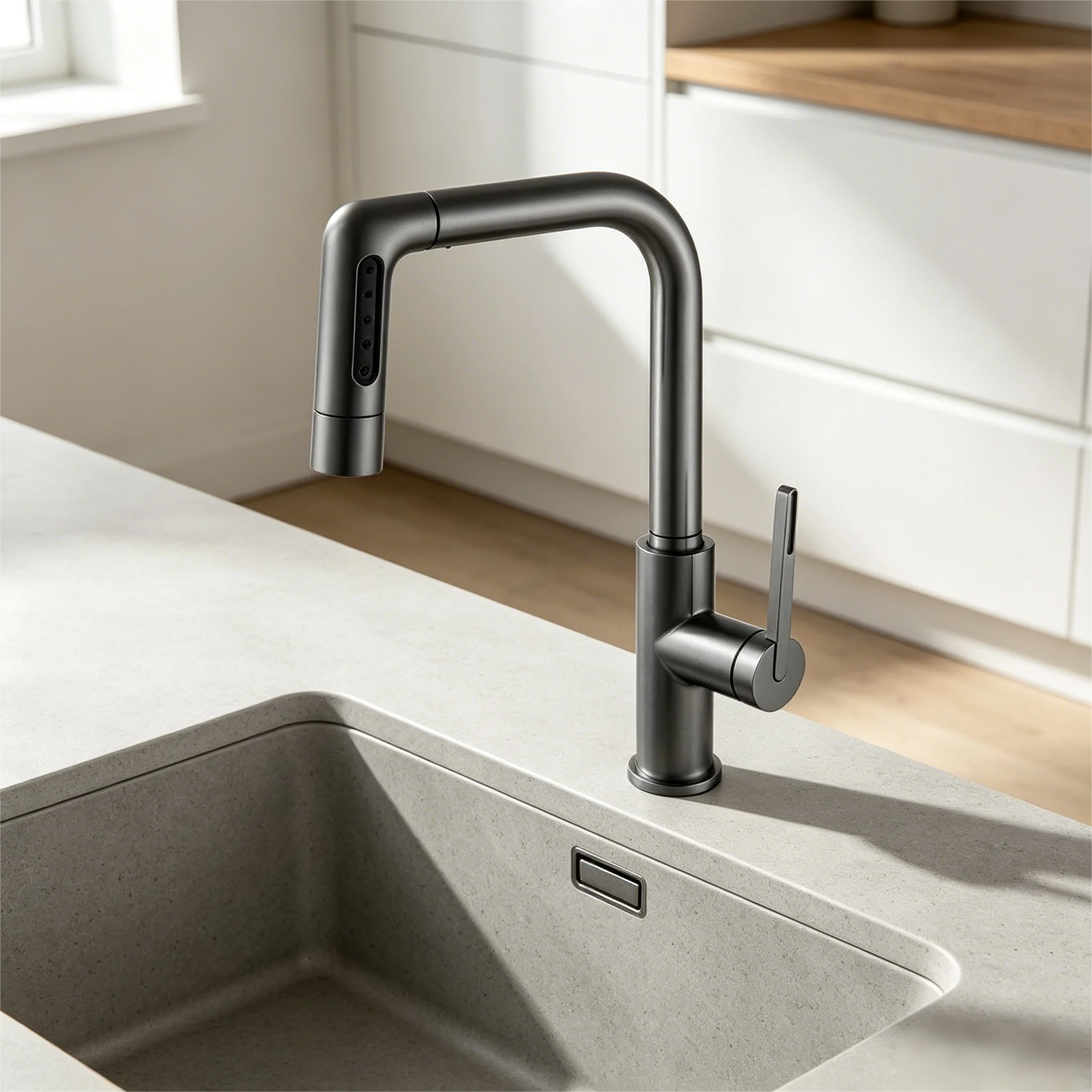 Pull Kitchen Faucet Stainless Steel Material Single Spout Waterfall Stream Mod Classic Design Mounted Basin Tap Chrome Exterior
