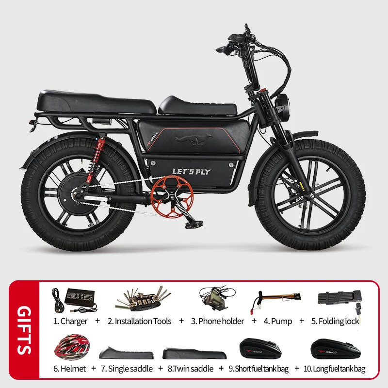 LET'S FLY Mountain bike 2000W 37MPH Adults City Electric Bicycle 48V 60AH 20 Inch Fat Tire  Courier E Bikes Oil Brake  Ebike image 7