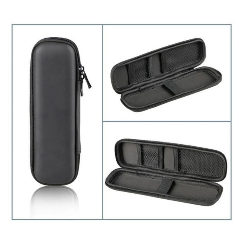 Women Makeup Brush Case Pure Black Small Cosmetic Bag Lipstick Pen Organizer Beauty Tool Storage Box Zipper Long Strip Pouch