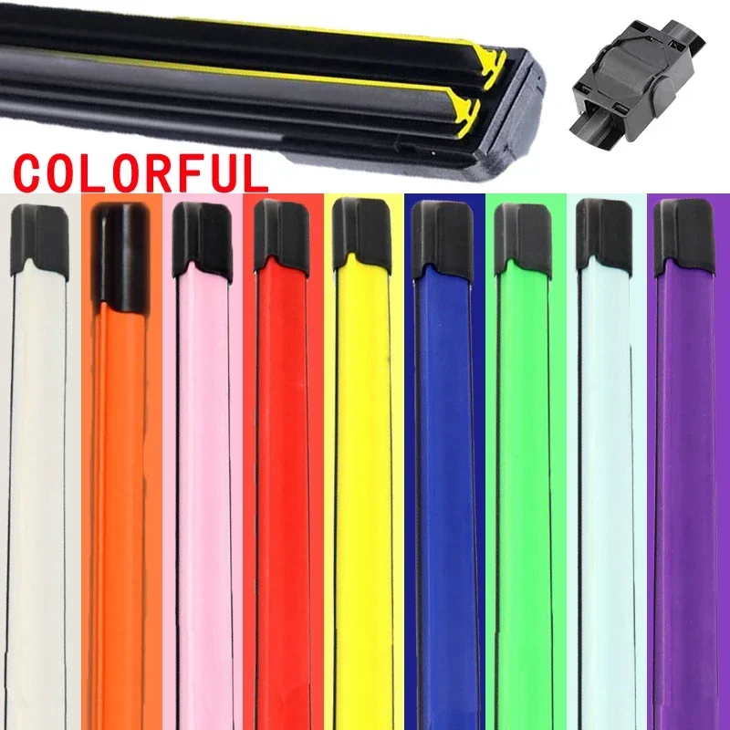 

Colorful SIDE PIN Car Windshield Wiper blades Universal Soft Double layer Rubber Frameless Bracketless 16" 19" 20" 22" 24"26"30"