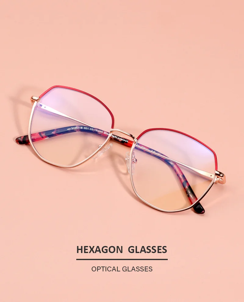 BLUEMOKY Metal Prescription Eyewear Hexagon Design Progressive Optical Eyewear for Women Myopia Hyperopia Anti-blue Light