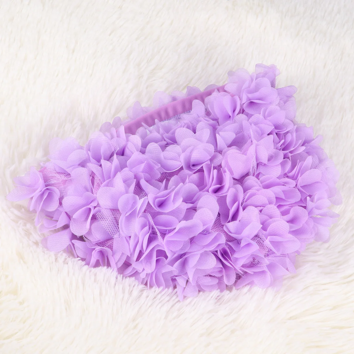 قبعة سباحة بتلات الزهور ثلاثية الأبعاد باللون الأرجواني للنساء البالغات، قبعة استحمام عصرية للحماية من الشمس، قابلة لإعادة الاستخدام ومريحة ومضادة للانزلاق