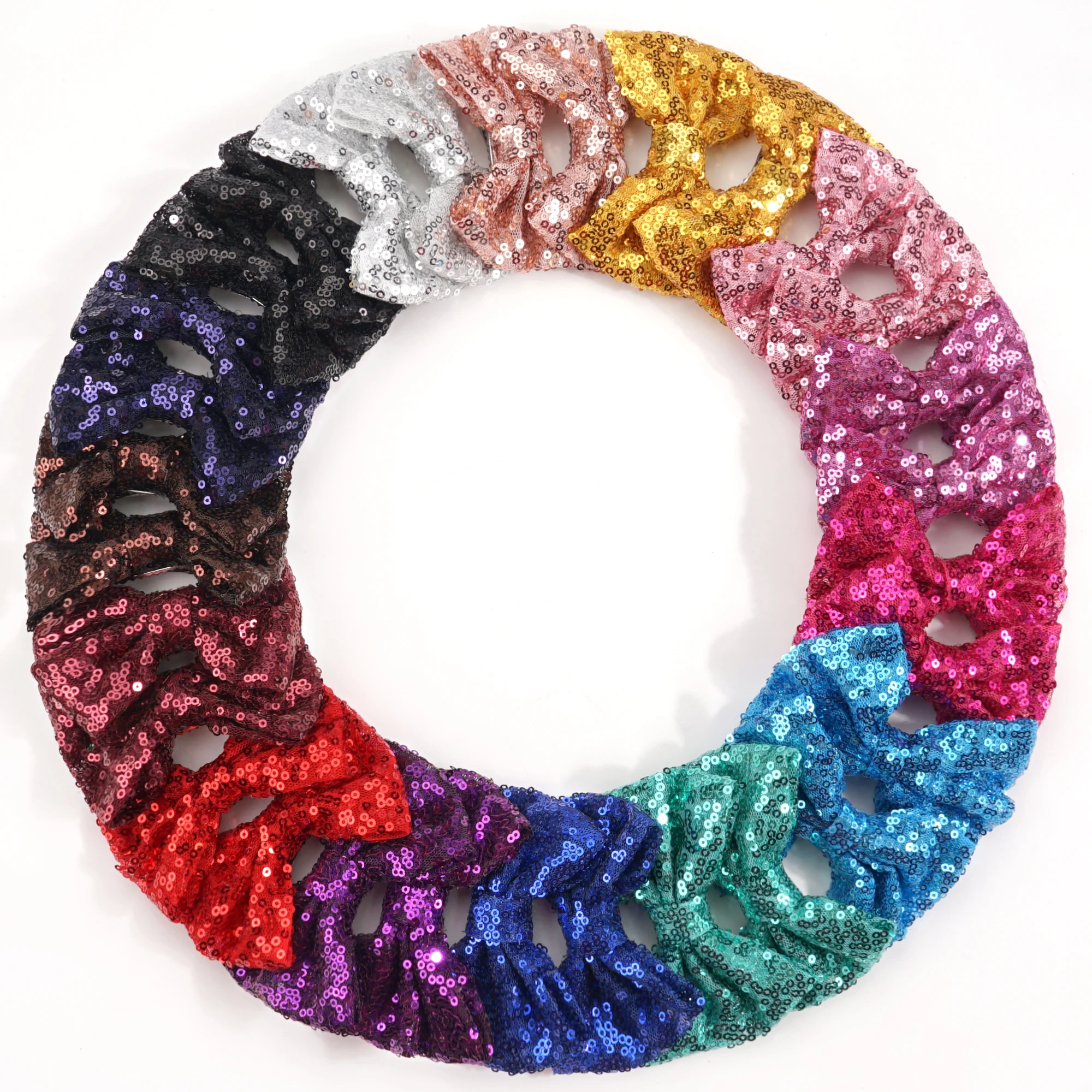 12Pcs Party Festival Girls Sparkling Bows Clips  6 Pairs Glitter Sequins 4\