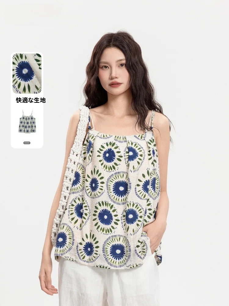 

Жилет с цветочным принтом Ele, топ с цветочным принтом, облегающий дизайн, летняя Новое поступление, женская майка Faion от JYDQD